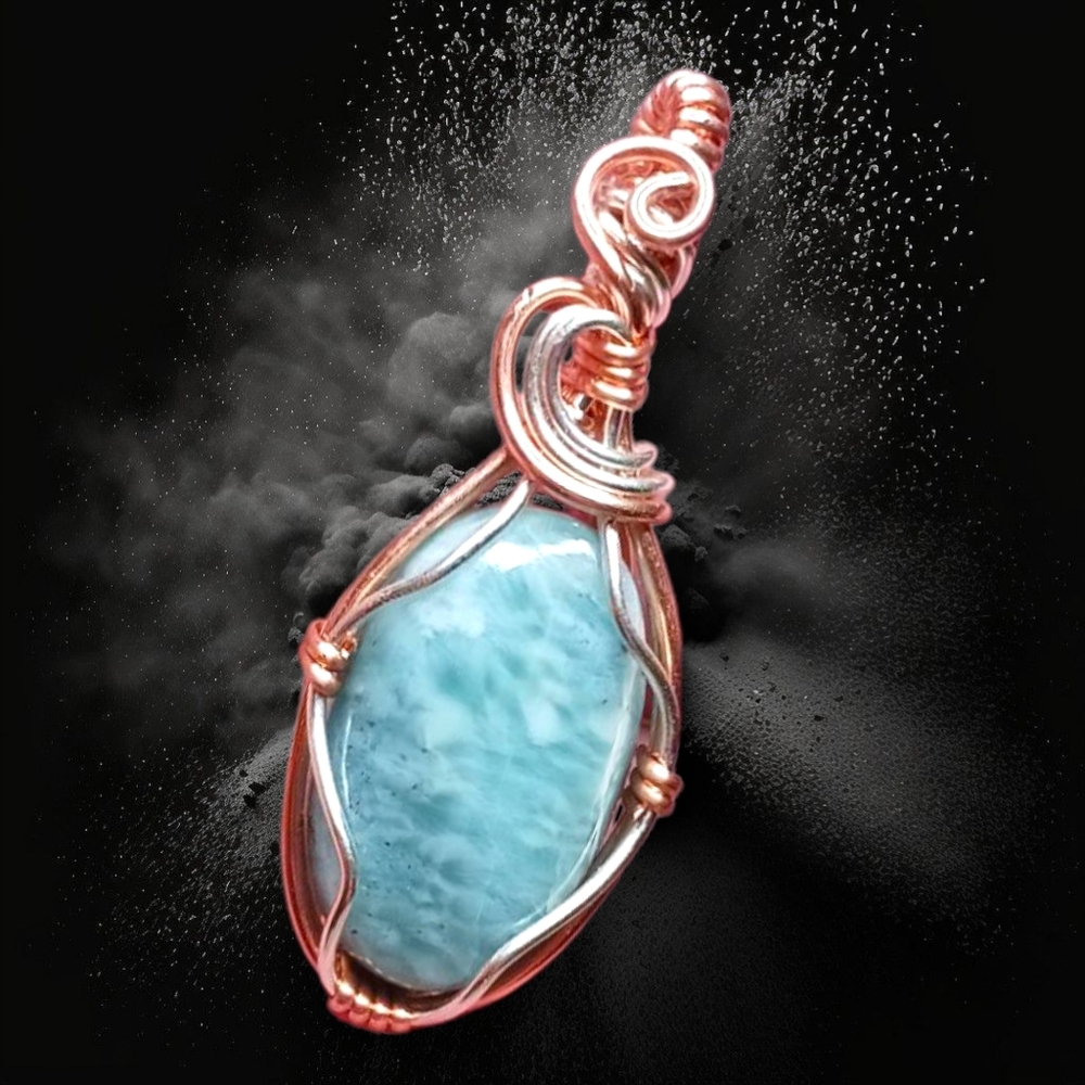 Artisan Copper and Fine Silver Larimar Pendant